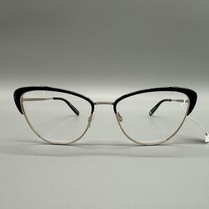 Garrett Leight Eyeglasses Cat Eye Frames Vista G-BK 53-17 Gold Black